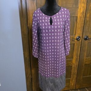 Dana Buchman Purple and Black 3/4 Sleeve Dress